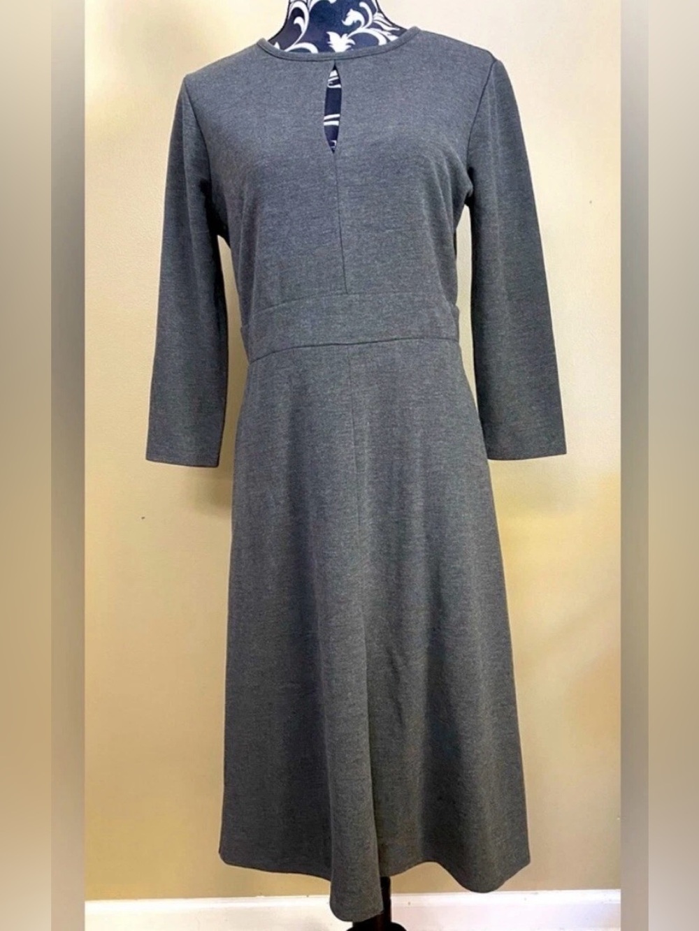 Ann Taylor Classic Gray Long Sleeve A-Line Dress